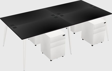 Shared rectangular office desk system