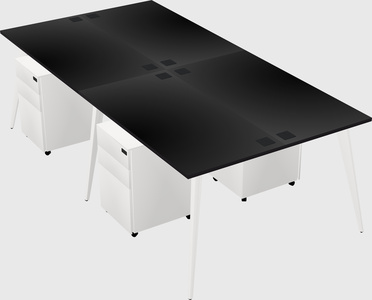 Shared rectangular office desk system