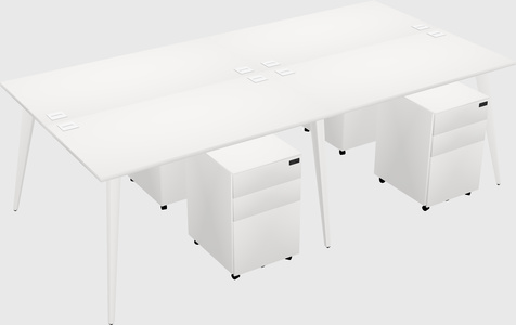 Shared rectangular office desk system