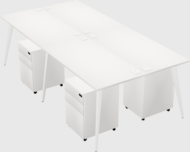 Shared rectangular office desk system