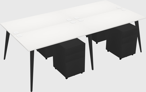 Shared rectangular office desk system