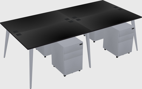 Shared rectangular office desk system