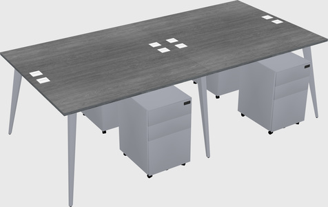 Shared rectangular office desk system