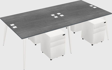 Shared rectangular office desk system
