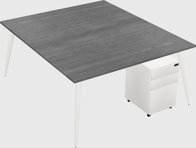 Shared rectangular office desk system