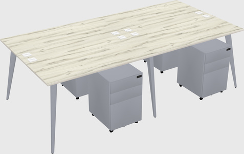 Shared rectangular office desk system