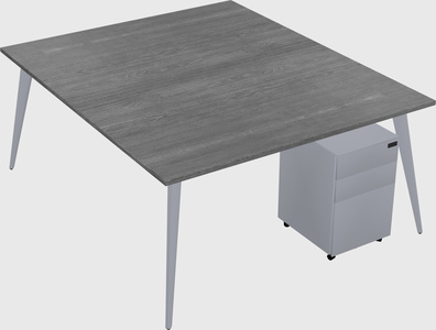Shared rectangular office desk system