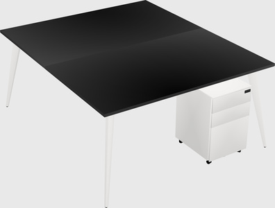 Shared rectangular office desk system