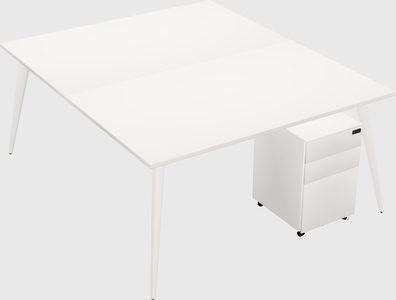 Shared rectangular office desk system