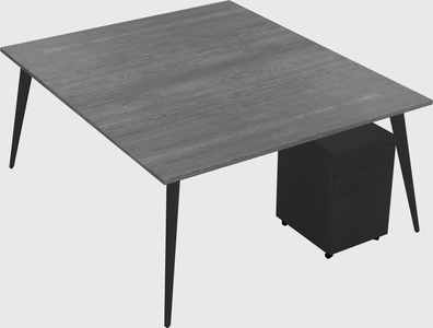 Shared rectangular office desk system