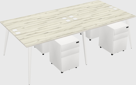 Shared rectangular office desk system