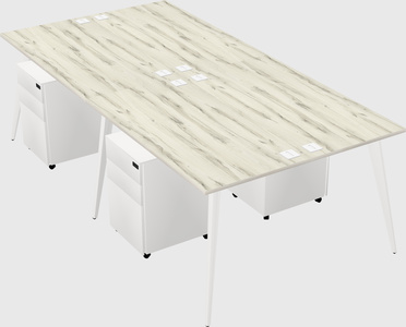 Shared rectangular office desk system