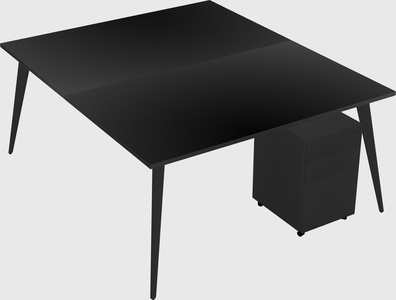 Shared rectangular office desk system