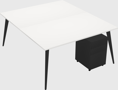 Shared rectangular office desk system