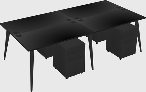 Shared rectangular office desk system