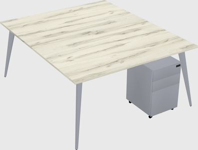 Shared rectangular office desk system
