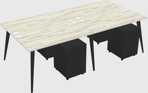 Shared rectangular office desk system