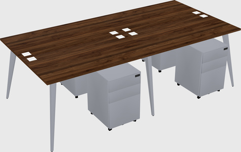 Shared rectangular office desk system