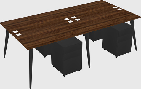 Shared rectangular office desk system