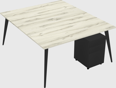 Shared rectangular office desk system