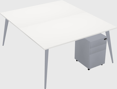 Shared rectangular office desk system