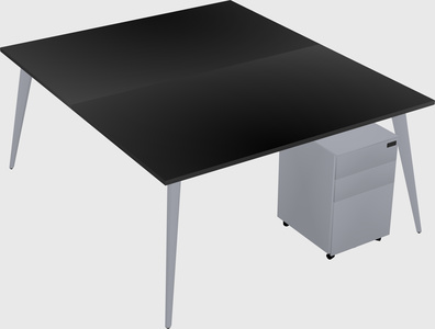 Shared rectangular office desk system