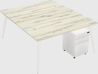 Shared rectangular office desk system