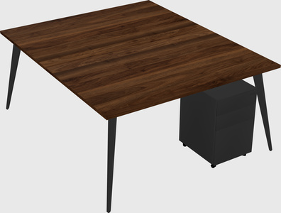 Shared rectangular office desk system