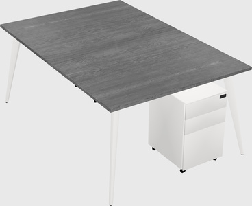 Shared rectangular office desk system