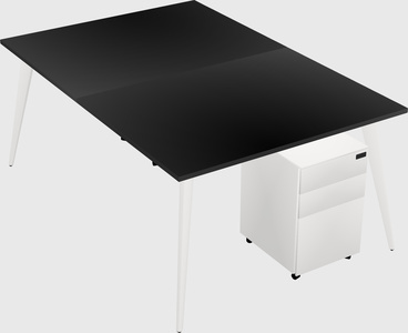 Shared rectangular office desk system