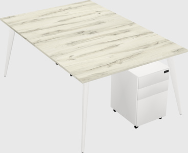 Shared rectangular office desk system