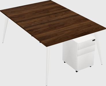 Shared rectangular office desk system