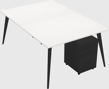 Shared rectangular office desk system