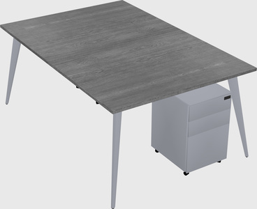 Shared rectangular office desk system