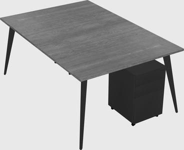 Shared rectangular office desk system