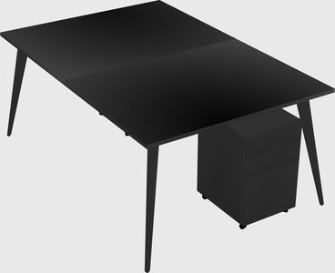 Shared rectangular office desk system