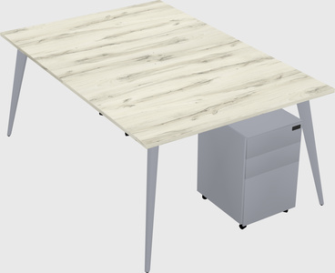 Shared rectangular office desk system