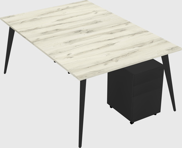Shared rectangular office desk system