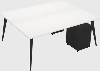 Shared rectangular office desk system