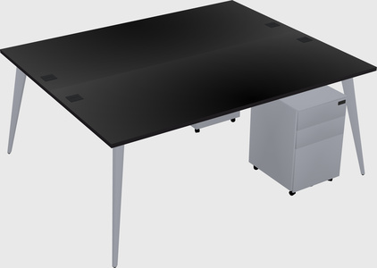 Shared rectangular office desk system