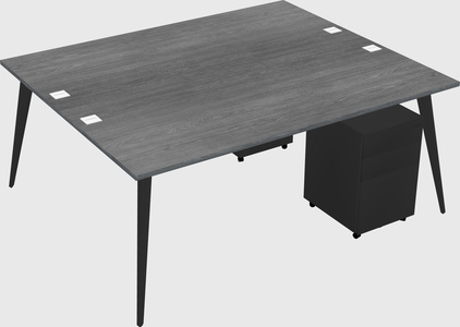 Shared rectangular office desk system