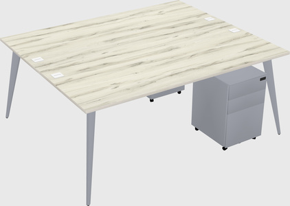 Shared rectangular office desk system