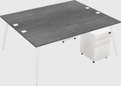 Shared rectangular office desk system