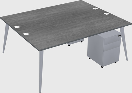 Shared rectangular office desk system