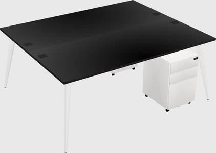 Shared rectangular office desk system