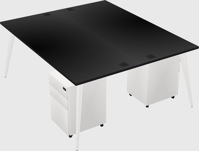 Shared rectangular office desk system