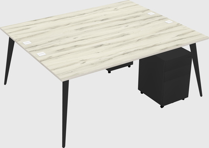 Shared rectangular office desk system