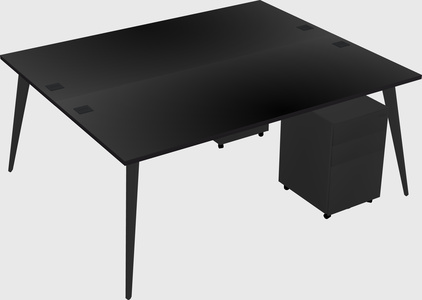 Shared rectangular office desk system