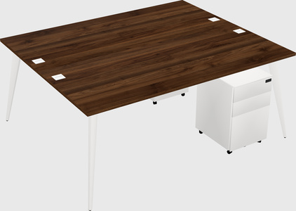 Shared rectangular office desk system