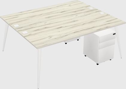 Shared rectangular office desk system